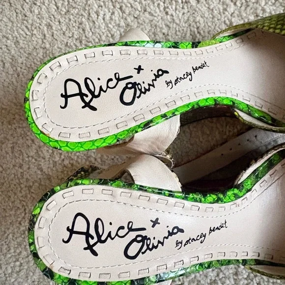 Alice and Olivia Snake Print Wedge Sandals - Picture 7 of 8